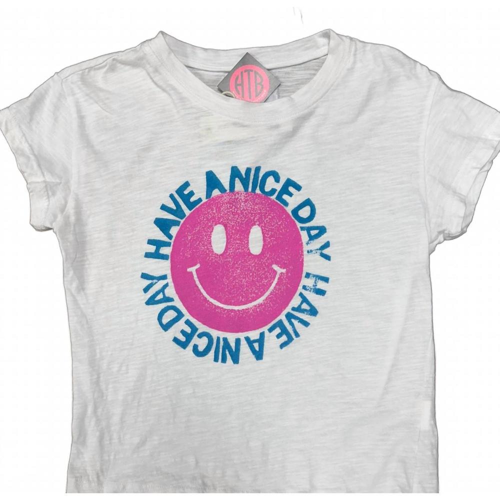 NEW JUST MADISON women's have a nice day short sleeve tee in white